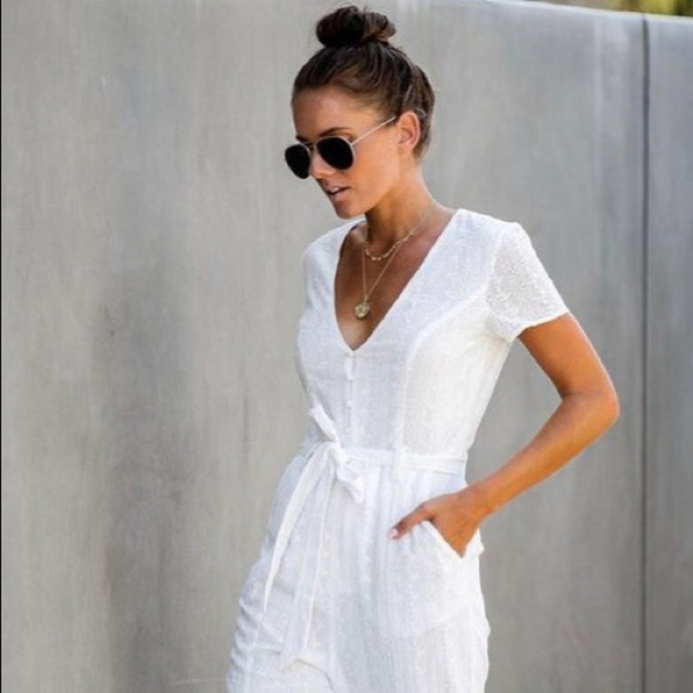 Blue Blush Vici Pocketed Embroidered Jumpsuit